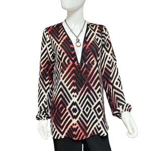 New Directions Semi-Sheer Long Sleeve Zipper Top Sz Medium